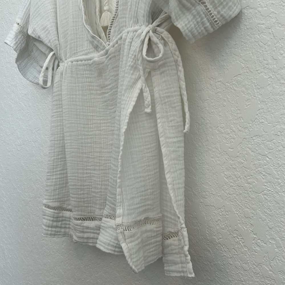 Abercrombie & Fitch White V-Neck Tunic Top OS - Picture 3 of 6